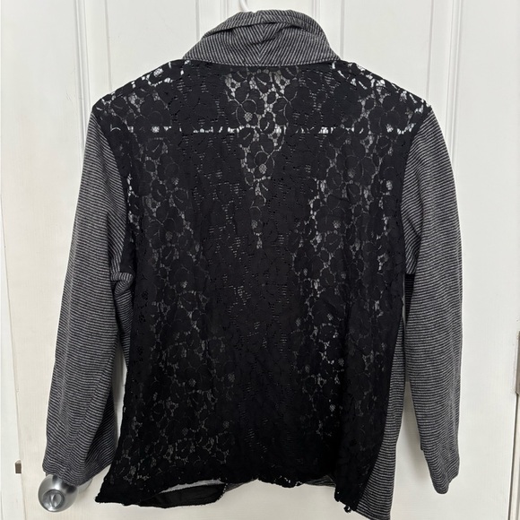 Maurices Cropped Soft Cloth Button and Lace Blazer Black White Size XL - Picture 2 of 11